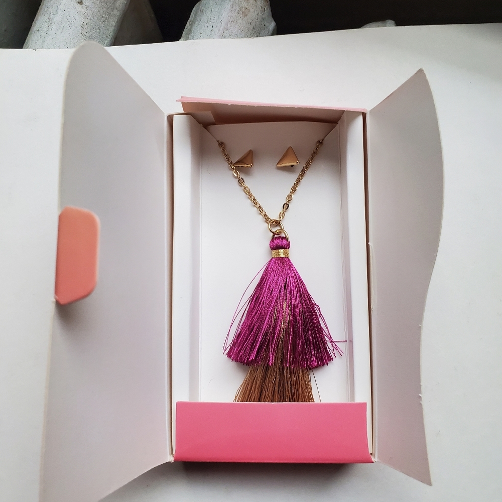 Lily Sky, Tassel Long Necklace and earrings set